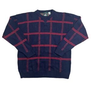 Vintage Izod Purple and Blue Zig Zag Plaid Sweater